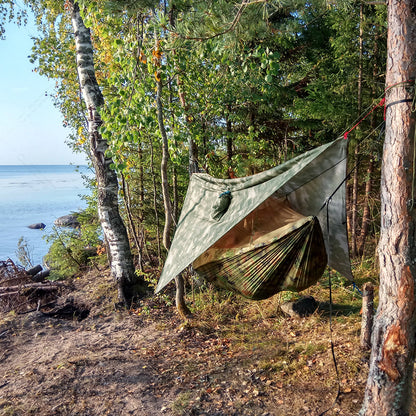 Camping Hangmat voor 2 Personen met Regenscherm en Muskietennet