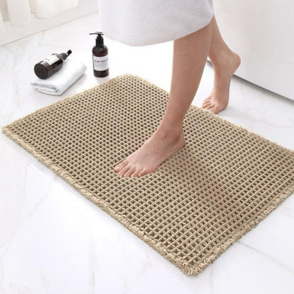 Badmat Wafelstructuur Absorberend Antislip Beige Badkamer Douchemat Sneldrogend Zacht Vloermat Spa Stijl