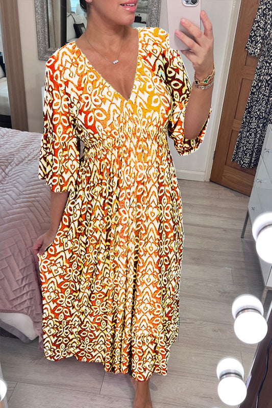 Lange Zomerjurk voor Vrouw Maxi Jurk met V-hals