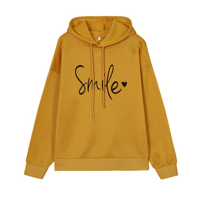 Dames Hoodie Vrolijke Smile Print Zacht Katoen