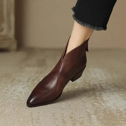 Dames Enkelboots met Hak – Retro Stijl voor Herfst en Winter