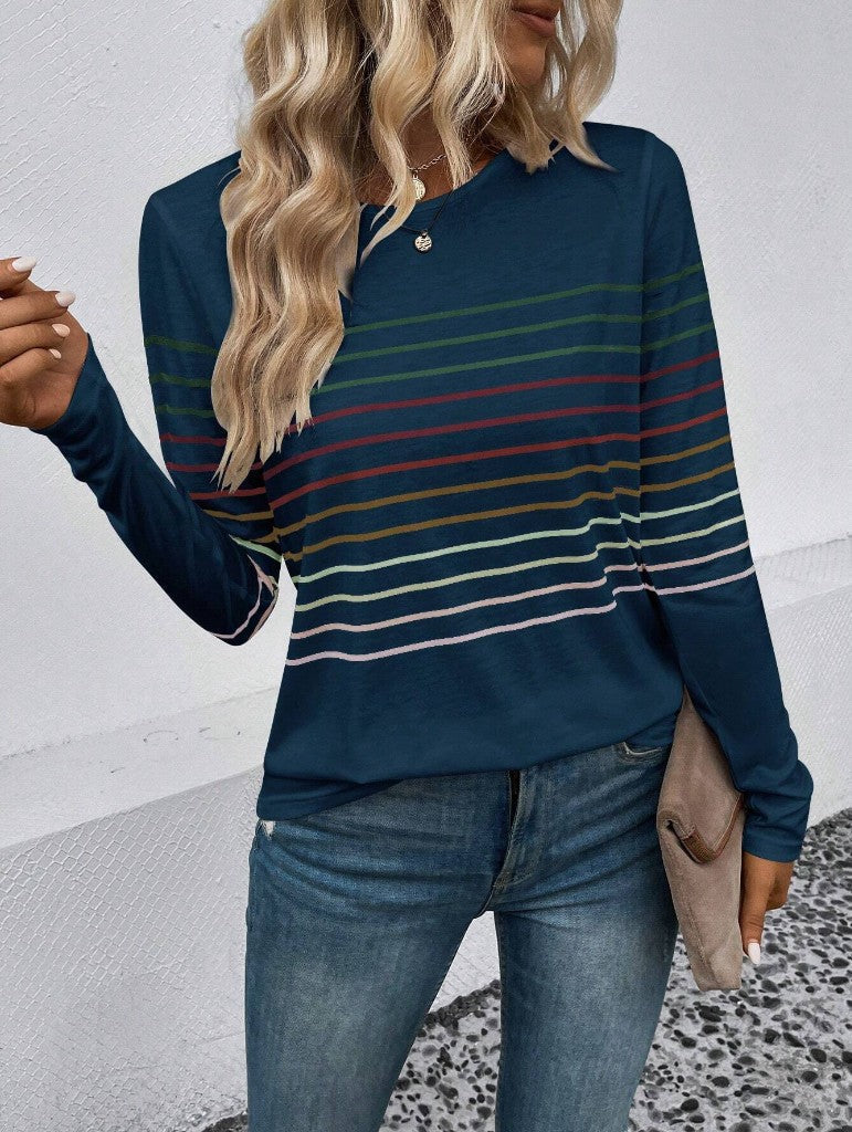 Dames T-shirt Lange Mouwen Streepjes Stijlvol Basic