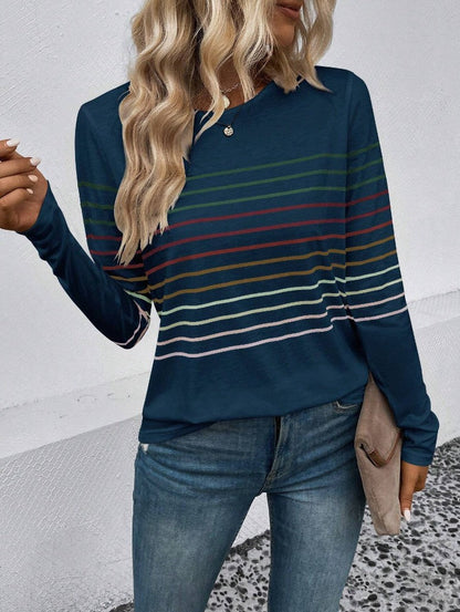 Dames T-shirt Lange Mouwen Streepjes Stijlvol Basic