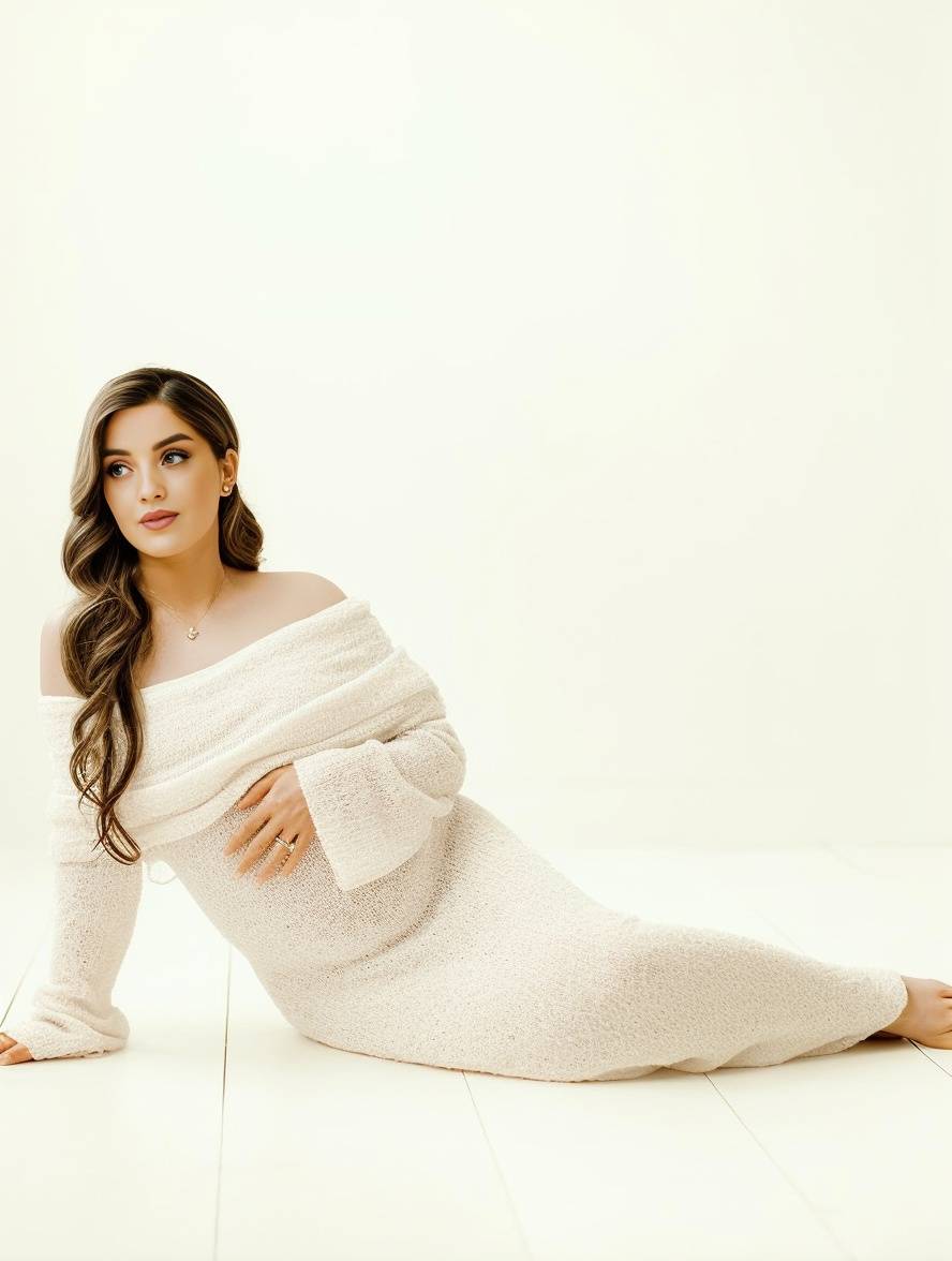 Dames Zwangerschapsjurk Lange Mouwen Off-shoulder Zwart Elegant