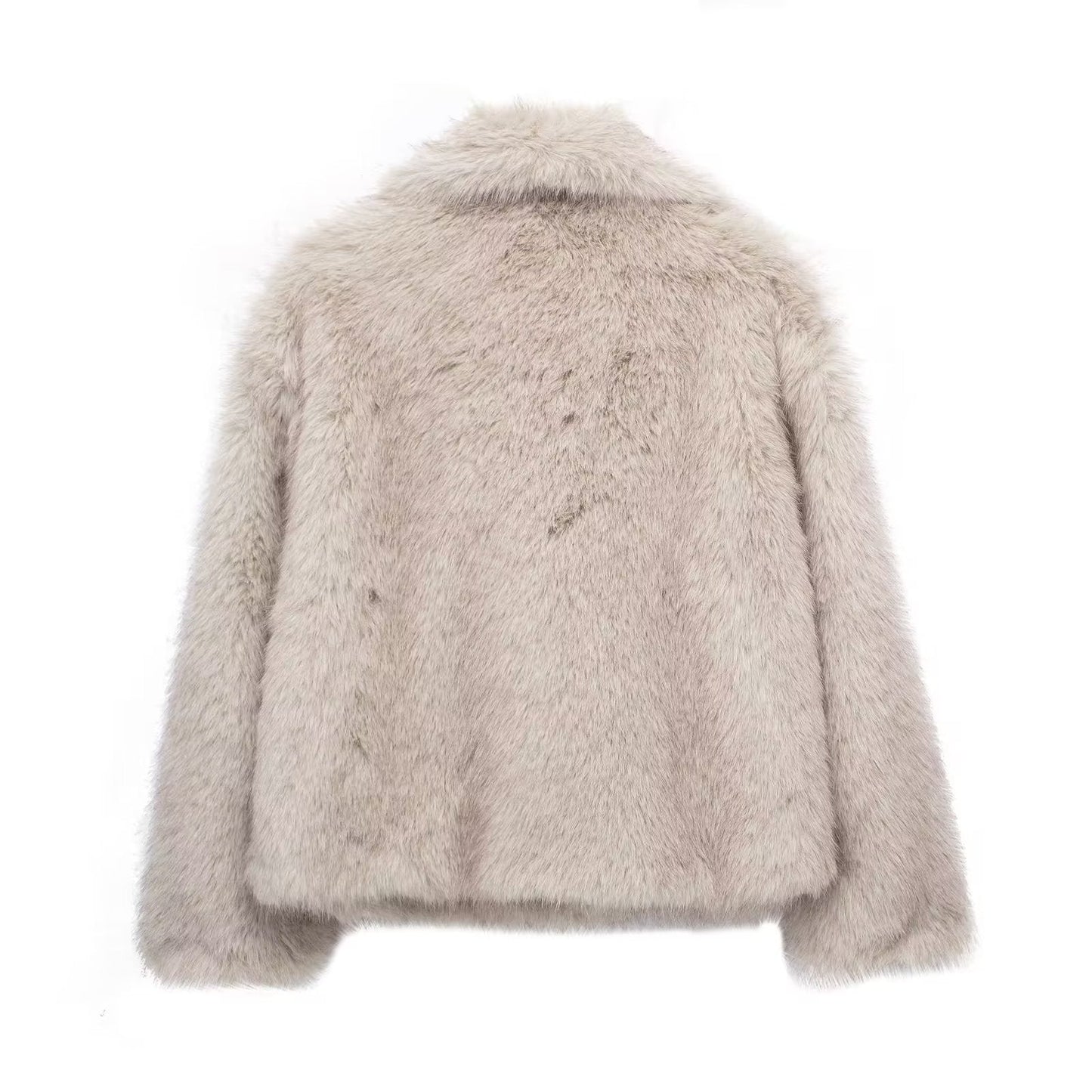 Dames Winterjas Kort Pluche Model met Kraag
