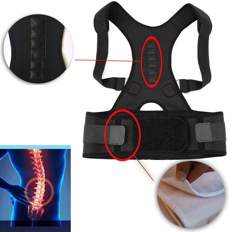 Magnetische Rugband Verstelbaar Zwart Wit Houdingscorrectie Unisex voor Thuis Kantoor Dagelijks Gebruik