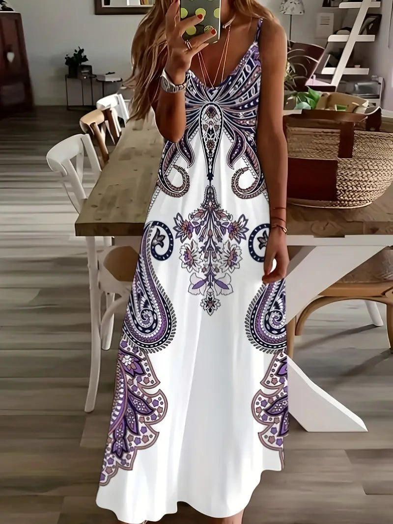 Dames Zomerjurk Maxi Jurk Bloemenprint V-hals