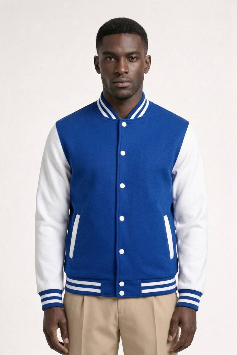 Baseball Jas Heren - Collegejack Varsity met Gestreepte Boord | Casual - Blauw