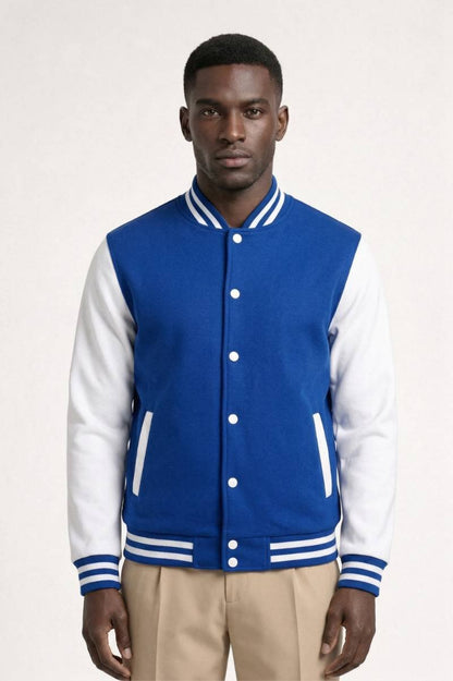 Baseball Jas Heren - Collegejack Varsity met Gestreepte Boord | Casual - Blauw