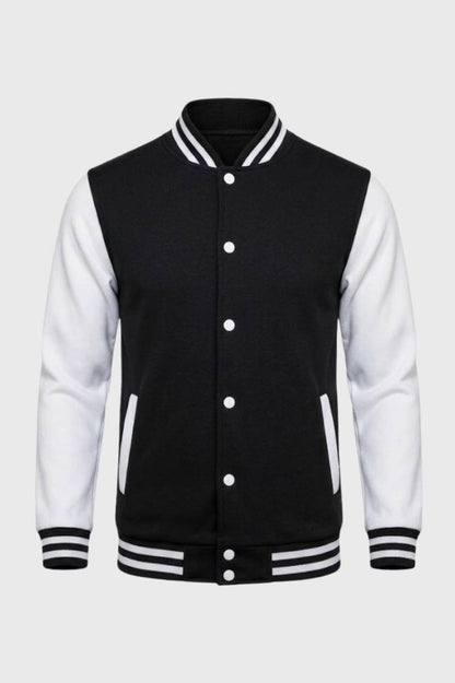 Baseball Jas Heren - Collegejack Varsity met Gestreepte Boord | Casual - Zwart