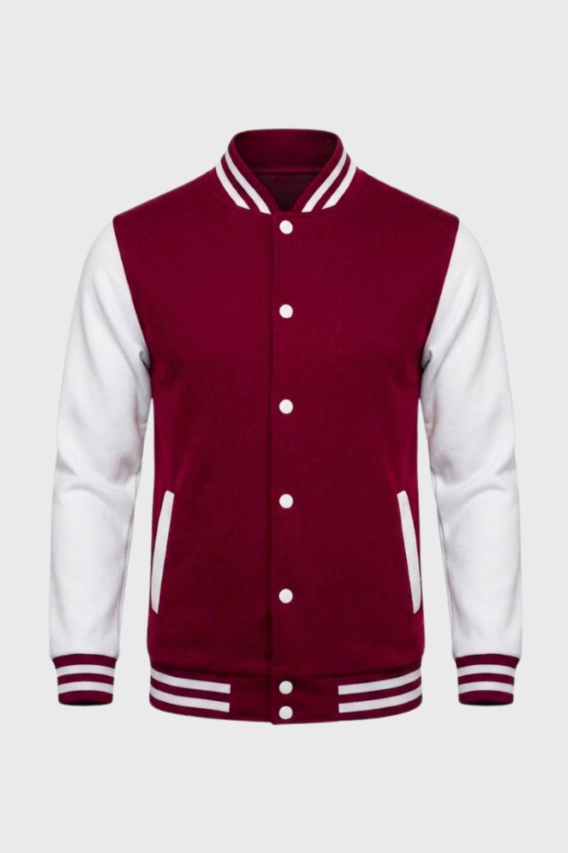 Baseball Jas Heren - Collegejack Varsity met Gestreepte Boord | Casual - Bordeaux