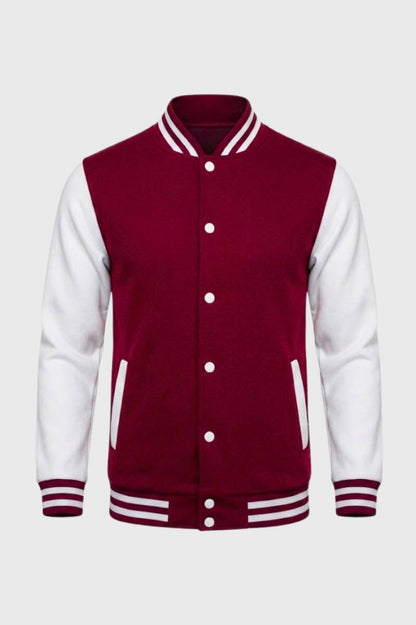 Baseball Jas Heren - Collegejack Varsity met Gestreepte Boord | Casual - Bordeaux