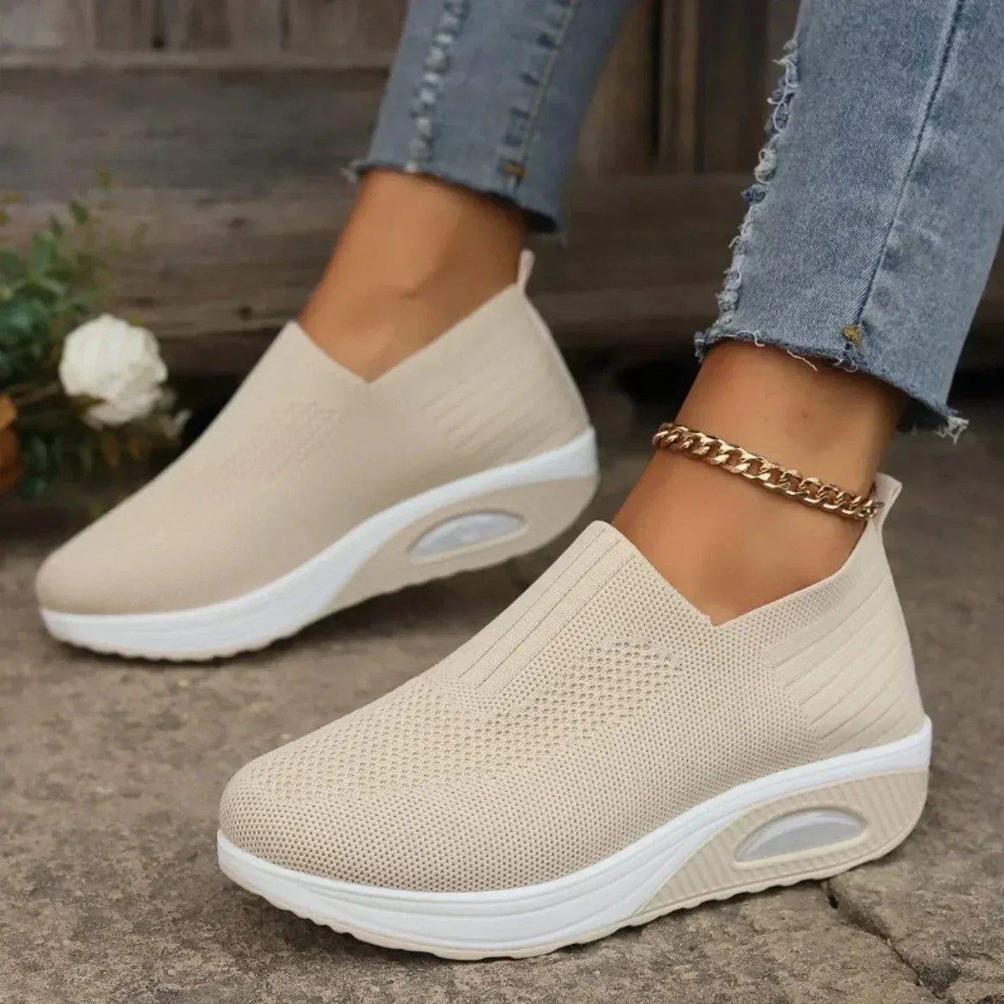 Sportieve Wandelsneakers met Ergonomische Ondersteuning Zwart Wit Marineblauw Beige Grijs Roze Rood Dames Heren Ademend Comfortabel Dagelijks