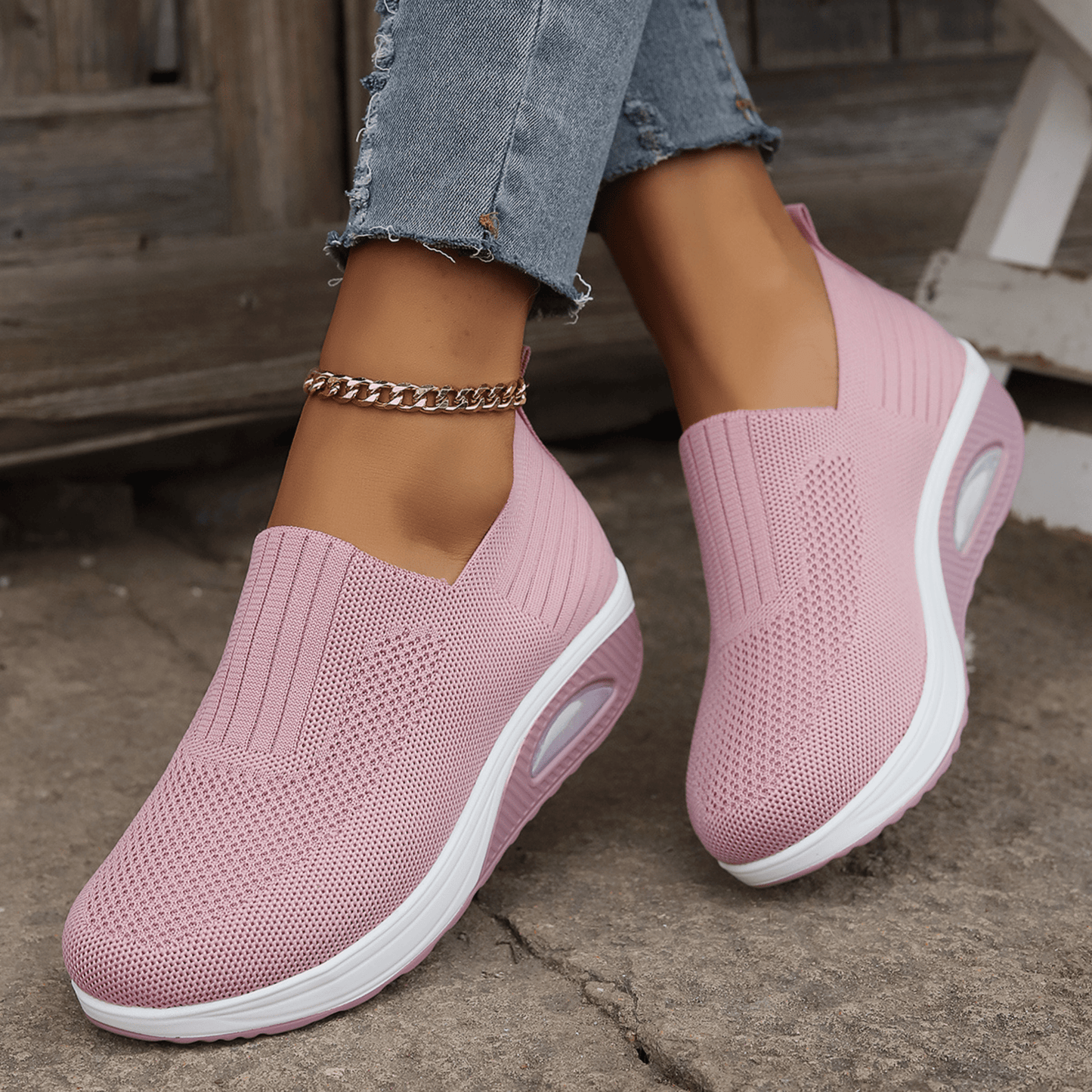 Sportieve Wandelsneakers met Ergonomische Ondersteuning Zwart Wit Marineblauw Beige Grijs Roze Rood Dames Heren Ademend Comfortabel Dagelijks
