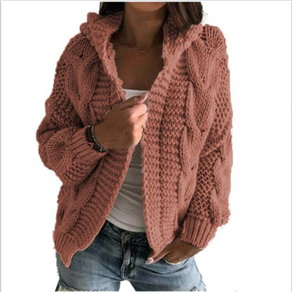 Dames Vest Capuchon Gebreid Kabeltrui Warm