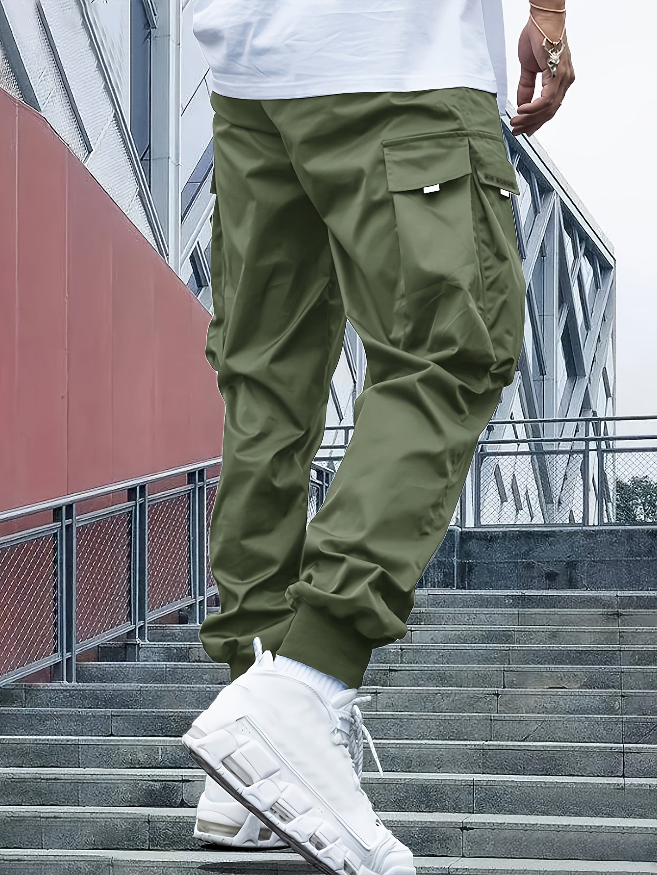 Heren Joggingbroek Cargo Met Veel Zakken en Cuffed Pijpen