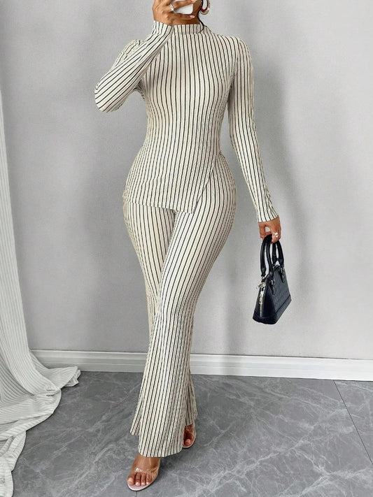 Dames Trui en Broek Set: Elegante Coltrui met Wijdvallende Broek - StudioMarella