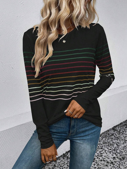 Dames T-shirt Lange Mouwen Streepjes Stijlvol Basic