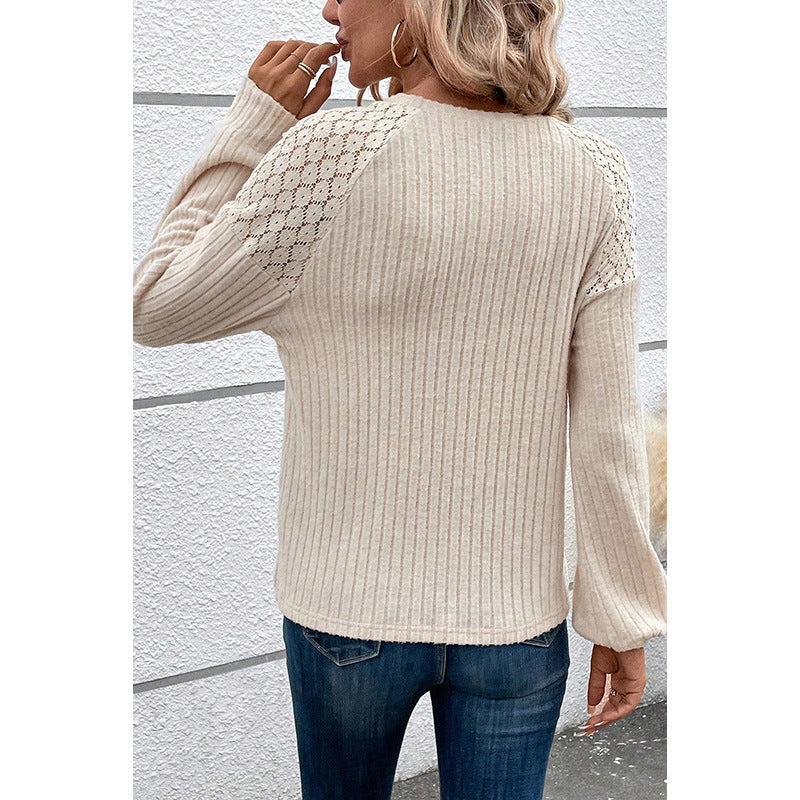 Dames Trui Zwart Wit Rib Met Knopen