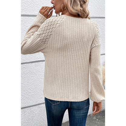 Dames Trui Zwart Wit Rib Met Knopen