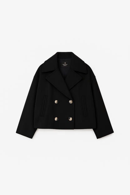 Dames Peacoat Dubbelrij Relaxed Fit Lange Jas