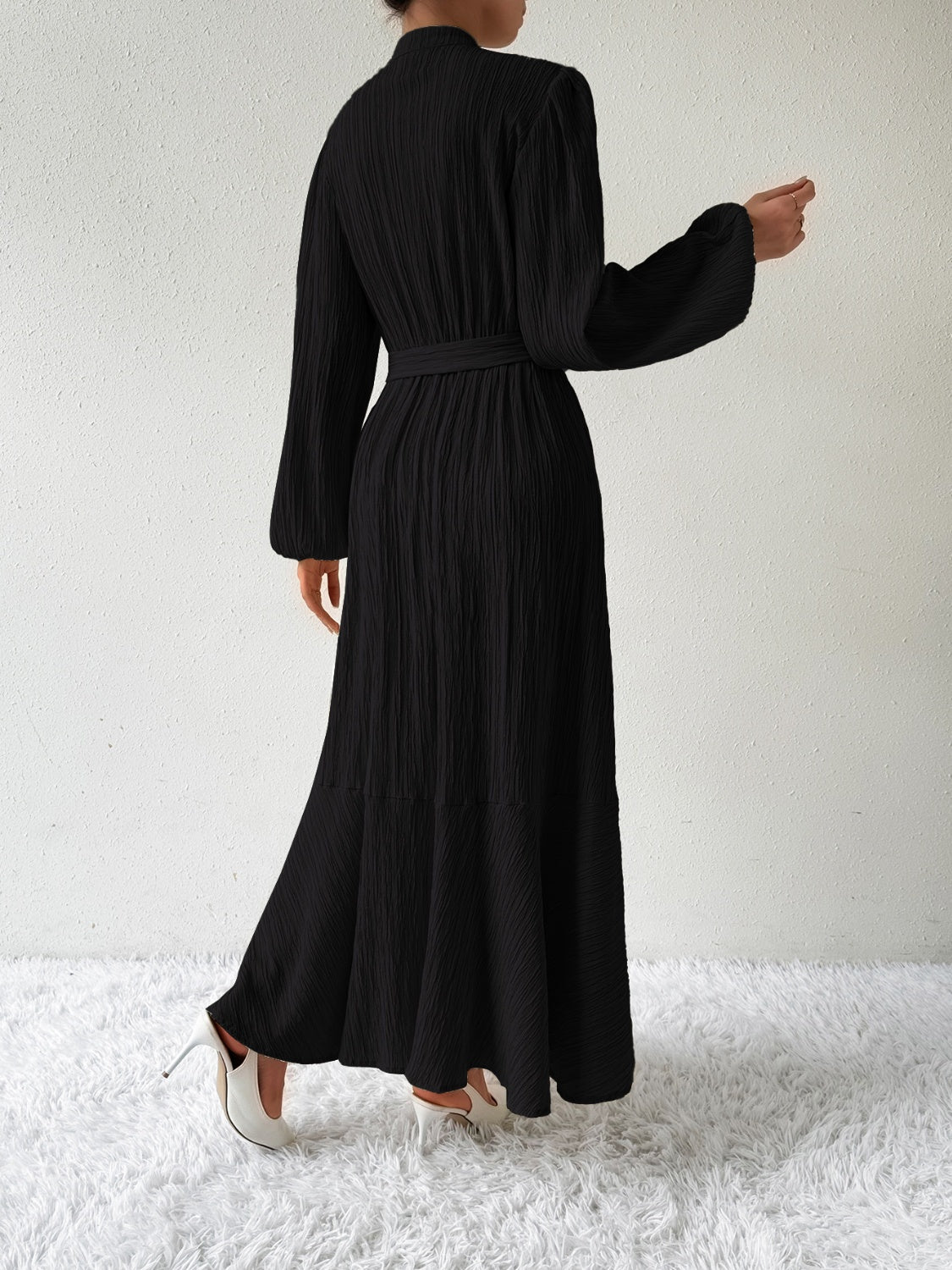 Vrouwenjurk Lange Mouwen met Taille Accent