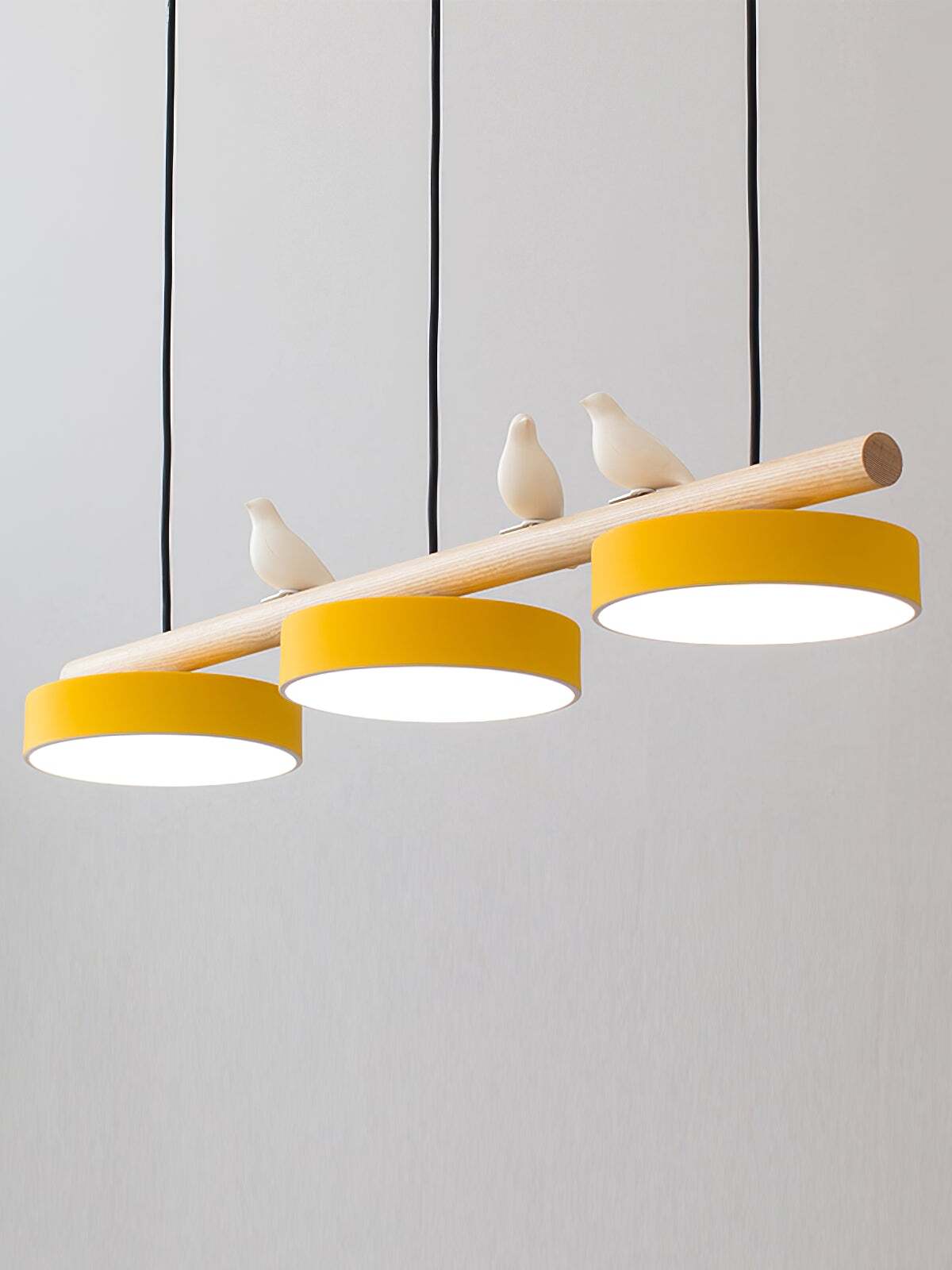 Hanglamp Hout Design Vogelvorm Drie Kappen Scandinavisch Keukeneiland