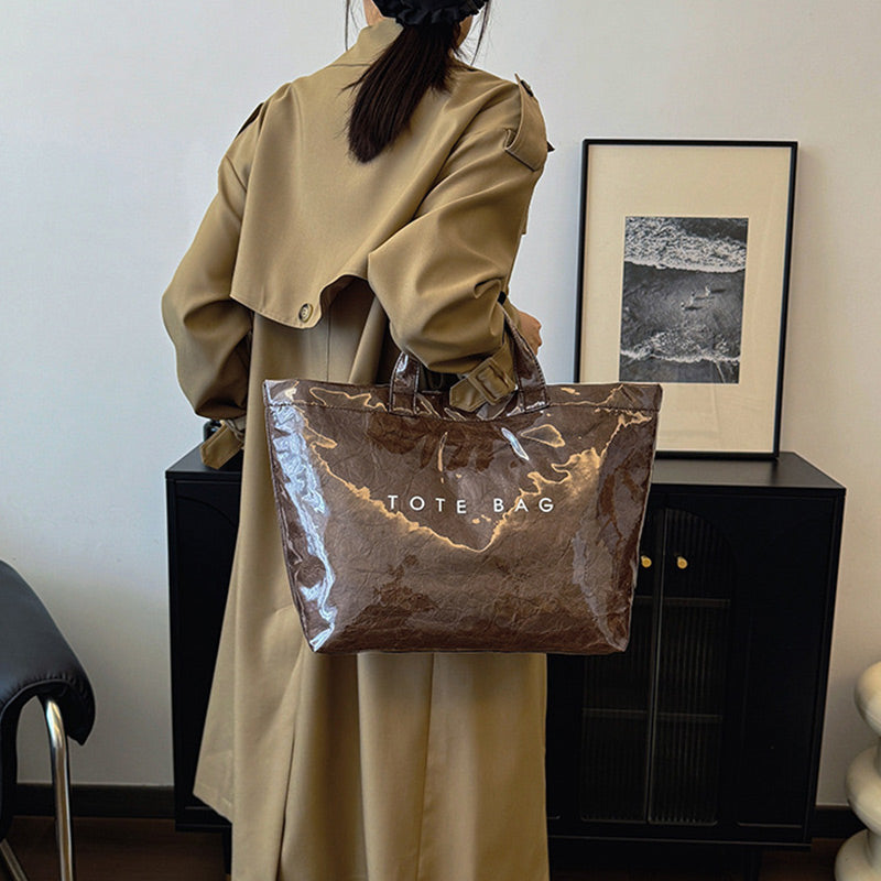 Leren Tote Bag Amber Kleur Luxe Lakleer