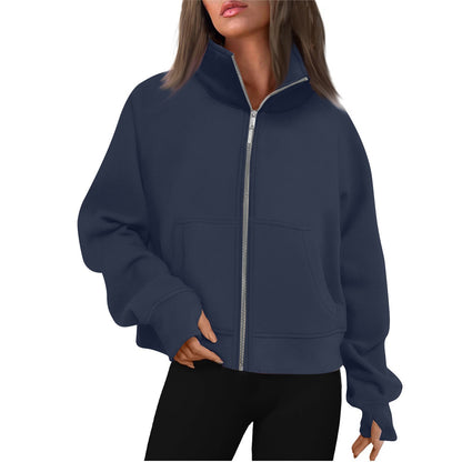 Dames Vest Rits Hoge Kraag Basic Trendy Grijs