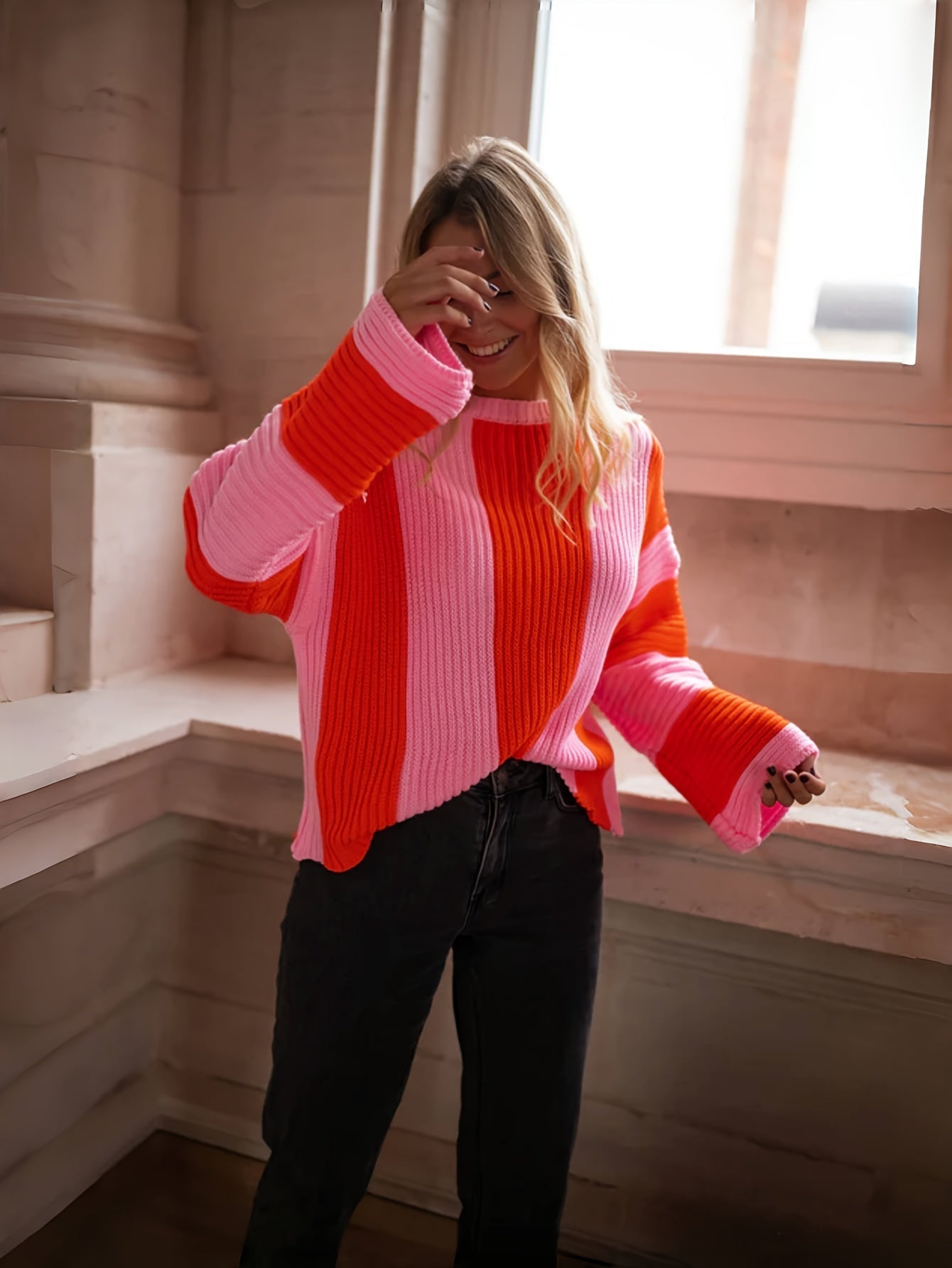Dames Trui Gestreept Colorblock Comfortabele Pasvorm
