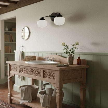 Globe Wandlamp Klassieke Badkamer Schoolhouse Verlichting Mat Opaal Glas voor Spiegel en Wastafel