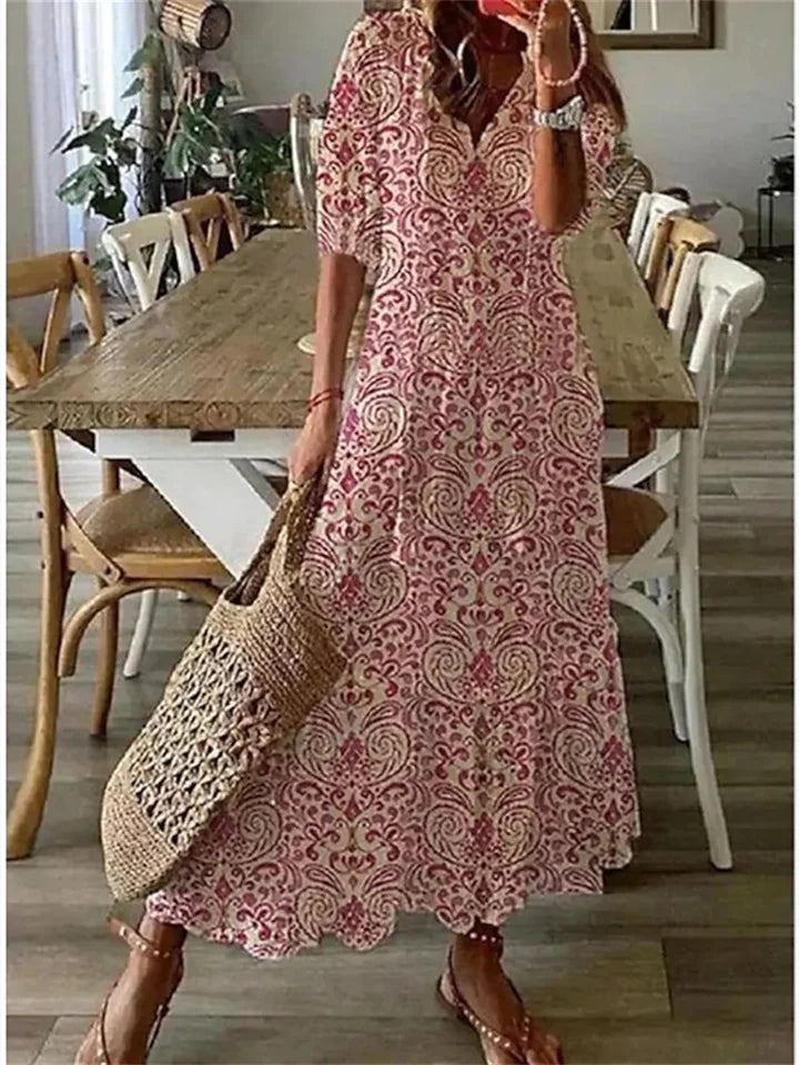 Vrouwelijke Maxi Zomerjurk Boho Stijl Losse Vorm