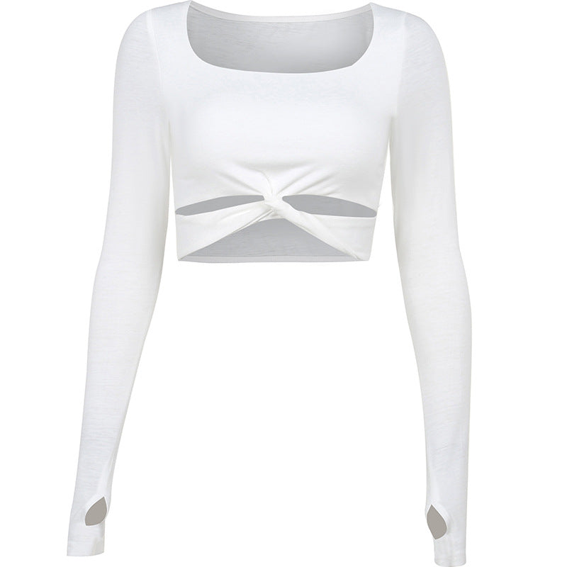 Dames Top Met Lange Mouwen Kort Model Gedraaid