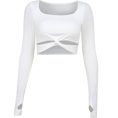 Dames Top Met Lange Mouwen Kort Model Gedraaid