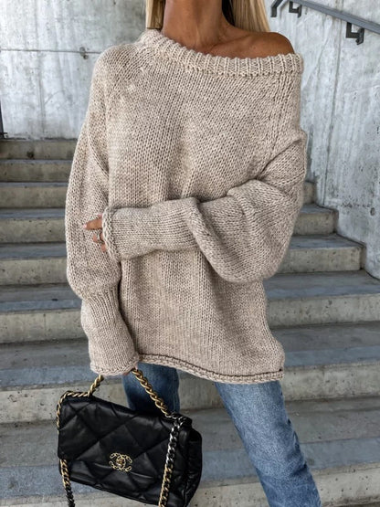 Dames Trui Off-shoulder Gebreid Elegant Zwart
