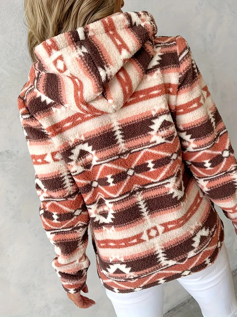 Dames Winterjas Azteken Print Warm en Stijlvol