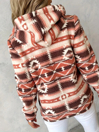 Dames Winterjas Azteken Print Warm en Stijlvol