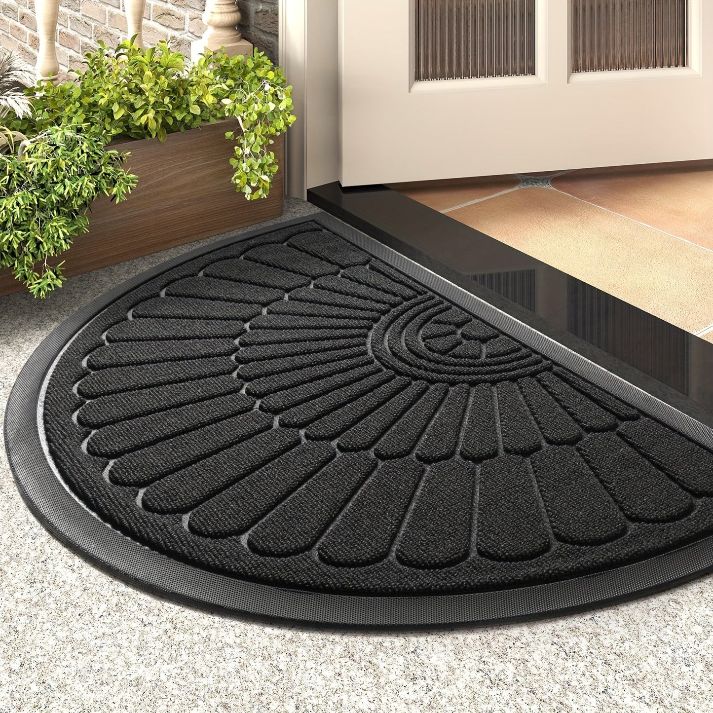 Halfronde Deurmat Rubber 43x75cm 60x90cm Buiten Binnen Antislip Vuilafstotend Drempelmat Buitenmat Zwart Grijs Bruin