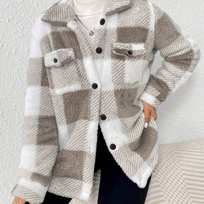 Dames Fleece Tussenjas Warm Blokpatroon Comfortabel