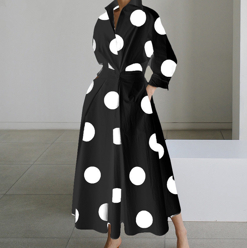 Dames Jurk Overhemdkraag Elegante Korte Mouw