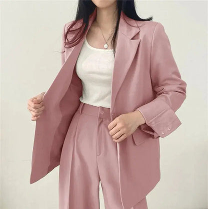 Dames Blazer Set met Rechte Broek Elegante Outfit