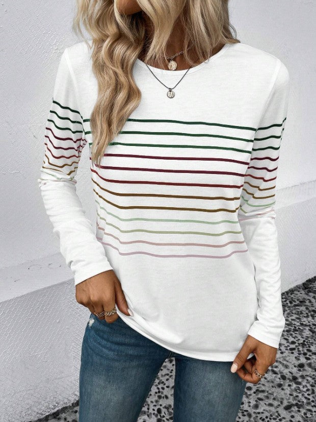 Dames T-shirt Lange Mouwen Streepjes Stijlvol Basic
