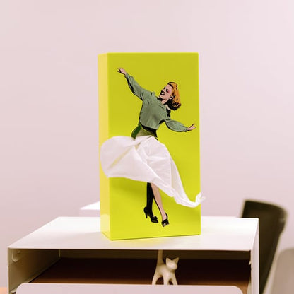 Vintage Tissue-Box met Retro-Patroon – Elegante Zakdoekenhouder voor Badkamer Woonkamer Slaapkamer Kantoor – Decoratief Kunsthars Tissuedispenser