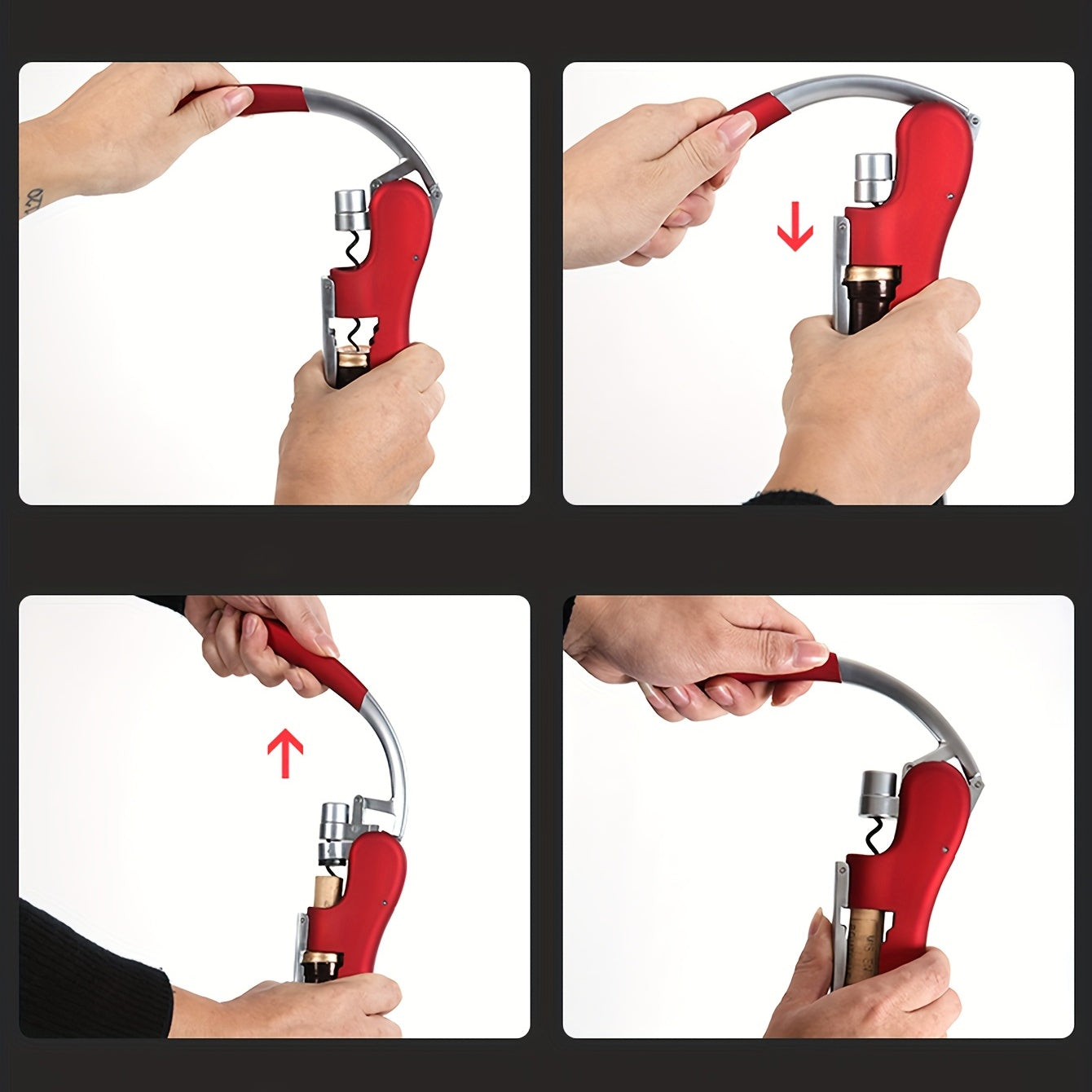 Kurkentrekker Hefboom Metaal Kunststof Rood Wijnflessen Thuis Horeca Flessenopener Ergonomisch