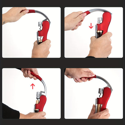 Kurkentrekker Hefboom Metaal Kunststof Rood Wijnflessen Thuis Horeca Flessenopener Ergonomisch