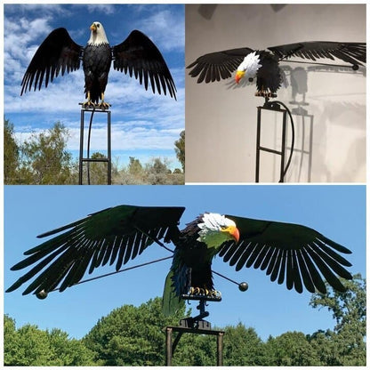 Metalen Vogel Windmolen Tuin Decoratie Weerbestendig Zilver Buiten Tuinornament Bewegende Vleugels Windspinner