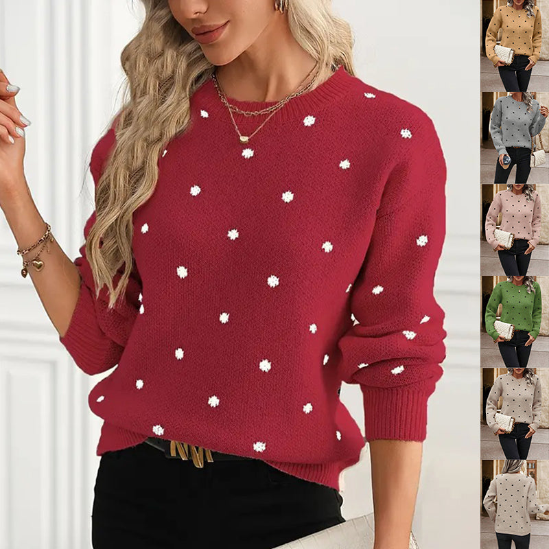 Dames Trui met Polkadots Gebreid Stijlvol Design