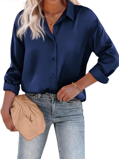 Vrouwen Blouse Lange Mouwen Knoopsluiting Elegant
