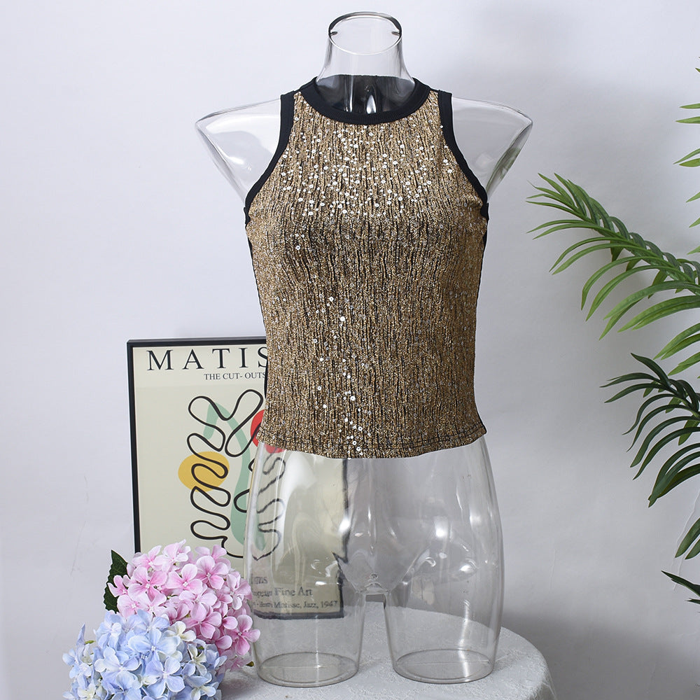 Dames Top met Pailletten en Kanten Details Glitter
