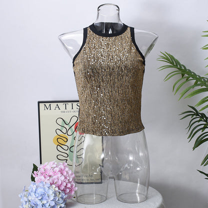 Dames Top met Pailletten en Kanten Details Glitter